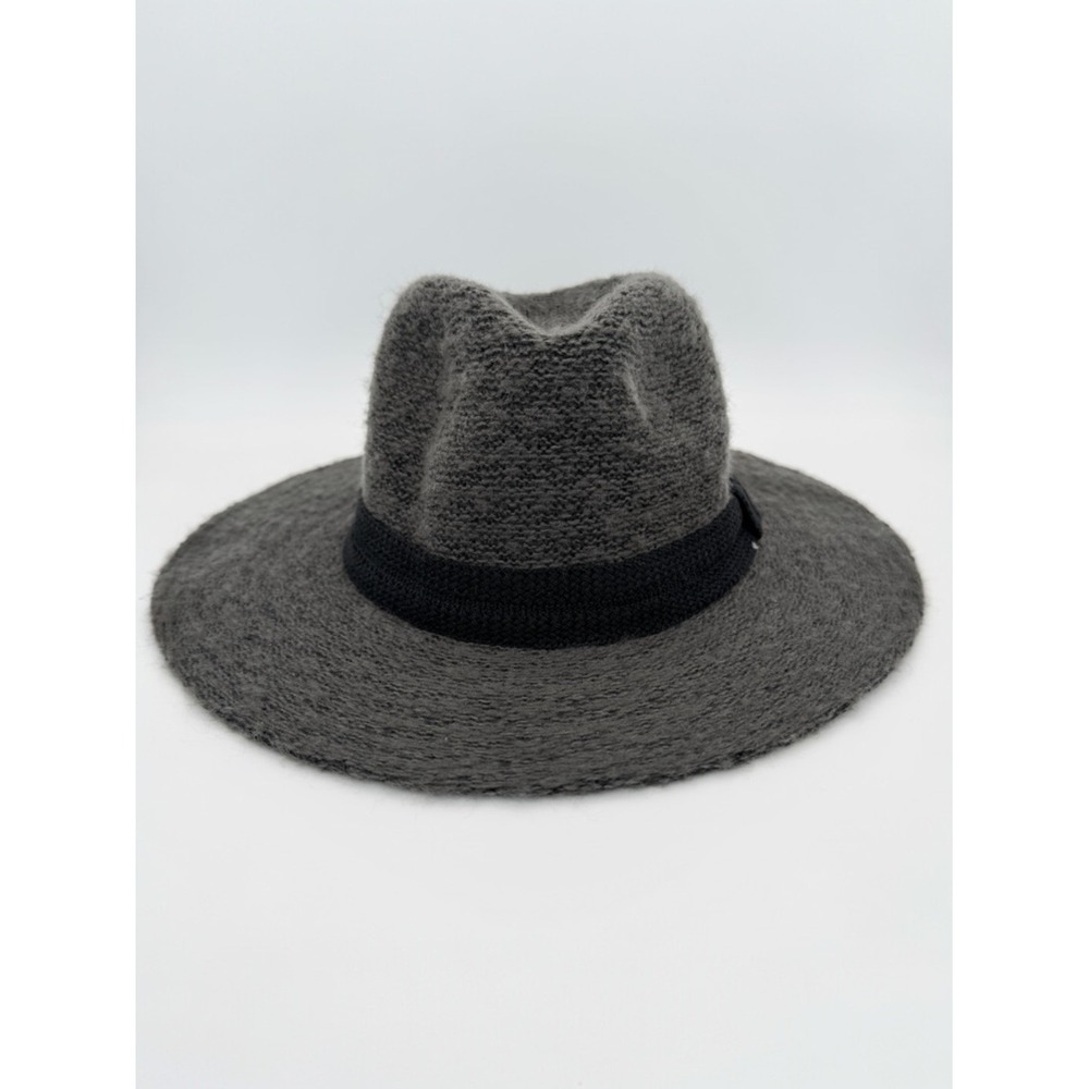 June 21 Knit Fedora Hat Charcoal Gray One Size Pinched Crown‎ Boho